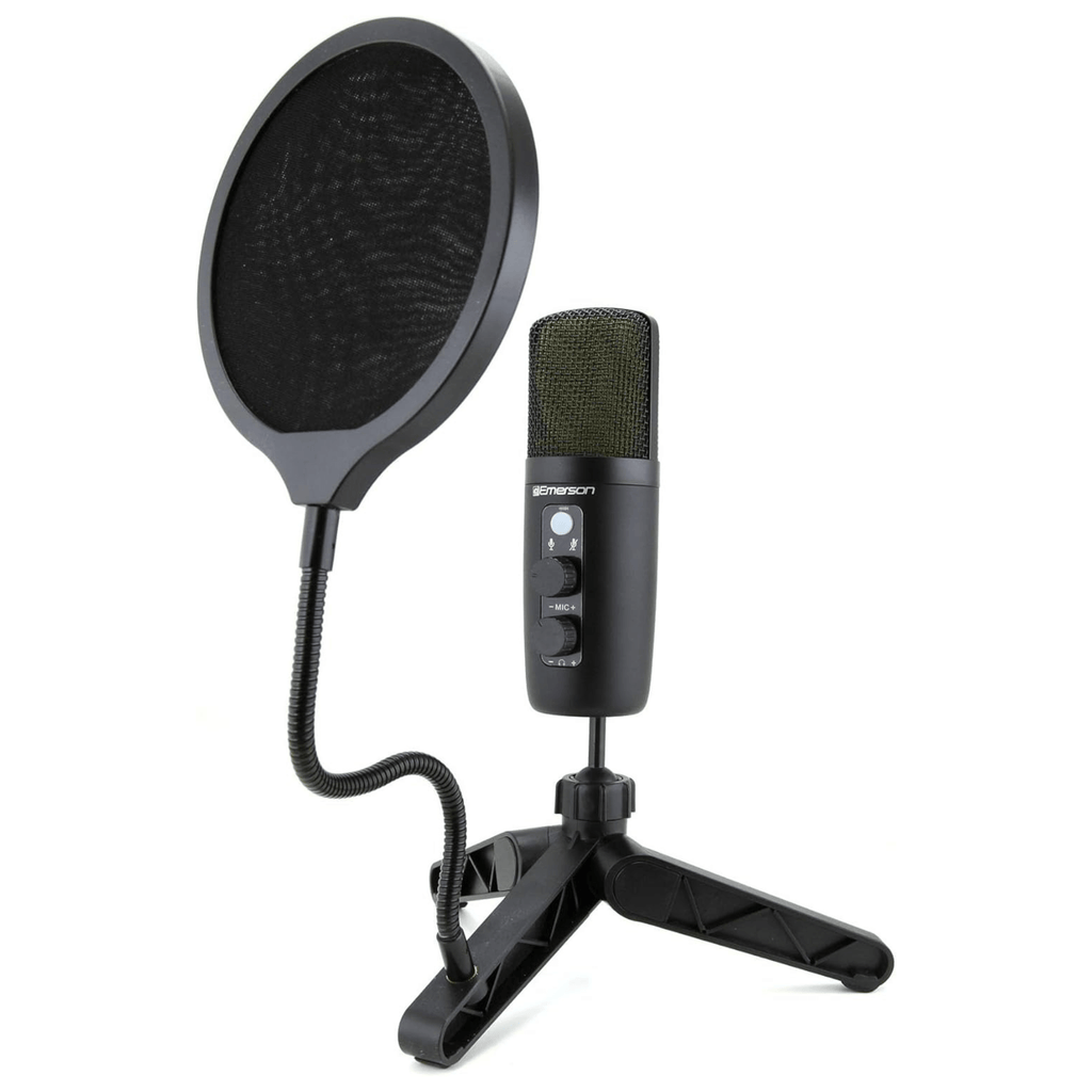 Emerson USB Gaming and Streaming Condenser Microphone with LED